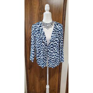 CHICO'S TRAVELERS BOLERO BLUE 3/4 SLEEVE POLYESTER SIZE 2(M)